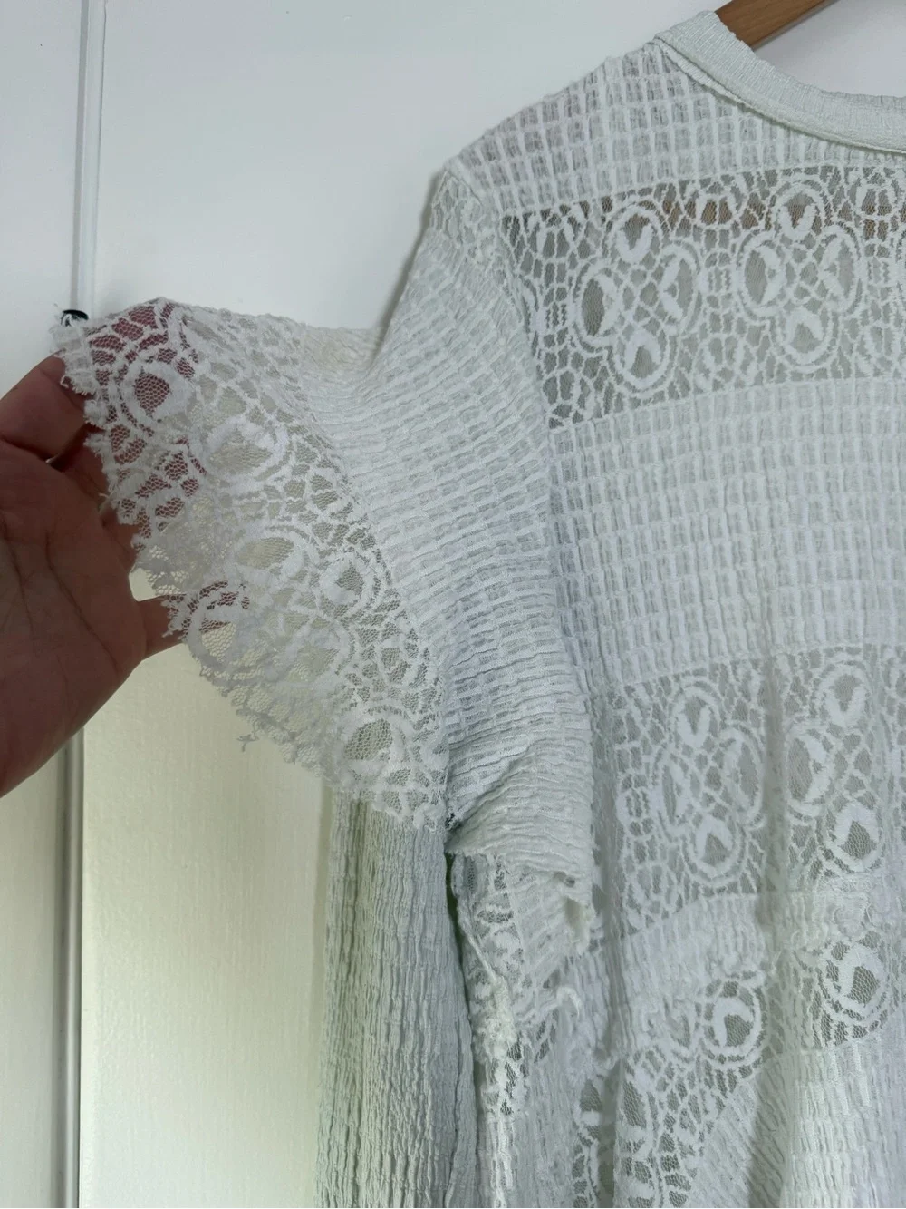 Free People Snowfall Tunic Top Lacy Romantic Soft Girl Boho Chic Coquette Airy